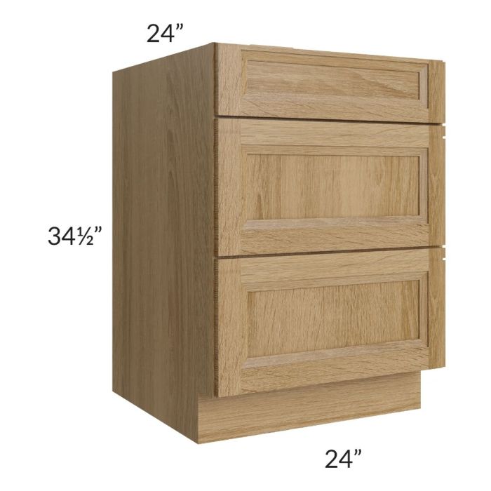 Catalina Toffee 24" 3-Drawer Base Cabinet