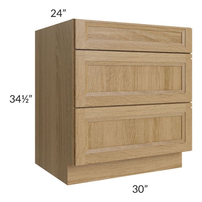 Catalina Toffee 30" 3-Drawer Base Cabinet