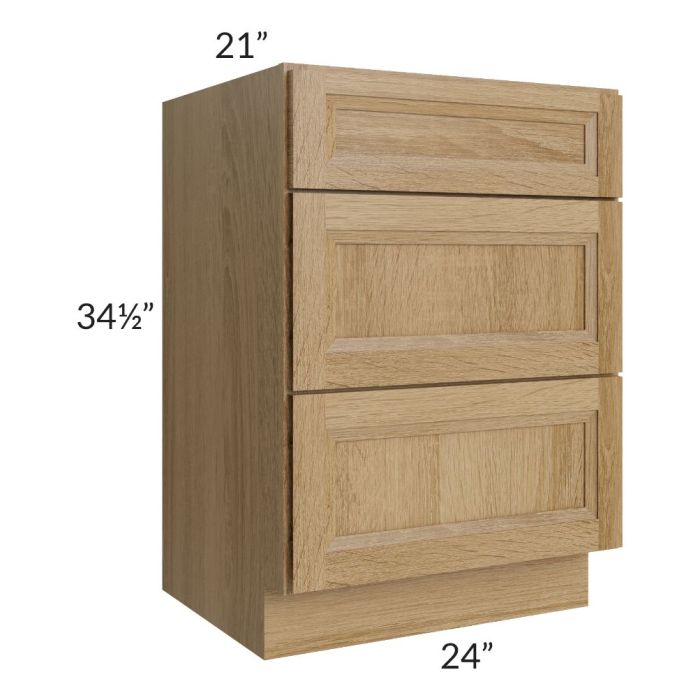 Catalina Toffee 24" 3-Drawer Vanity Base Cabinet