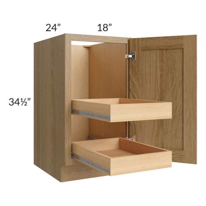 Catalina Toffee 18" Full Height Door Base Cabinet with 2 Rollout Trays
