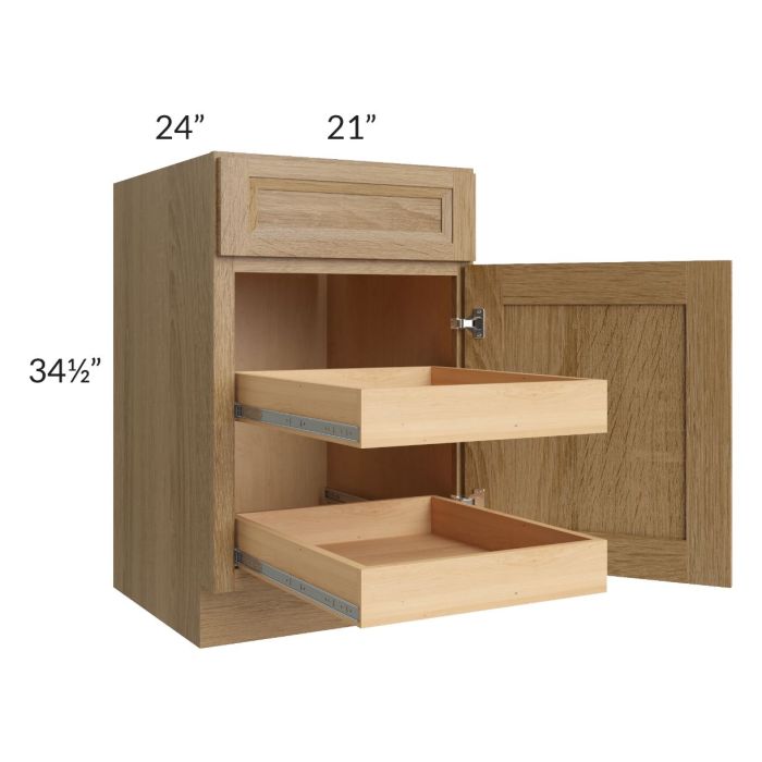 Catalina Toffee 21" Base Cabinet with 2 Rollout Trays