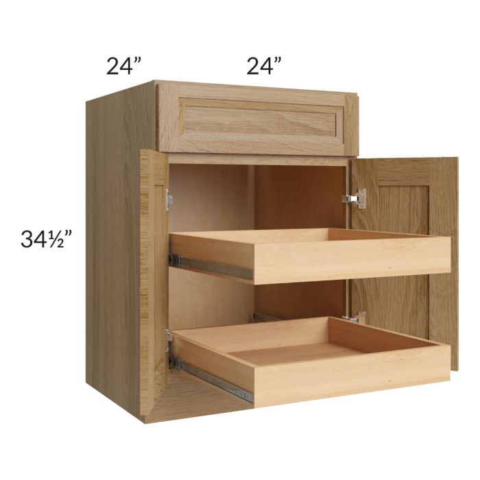 Catalina Toffee 24" Base Cabinet with 2 Rollout Trays