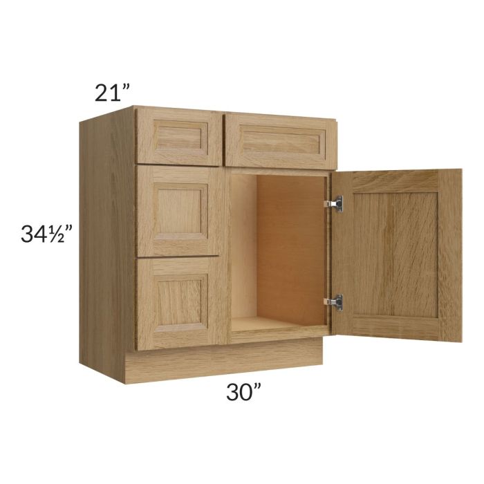 Catalina Toffee 30" Vanity Base Cabinet (Drawers on Left)