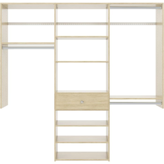 6 Foot Perfect Fit Reach In Closet Storage Wall Mounted Wardrobe Organizer Kit System with Shelves and Drawer