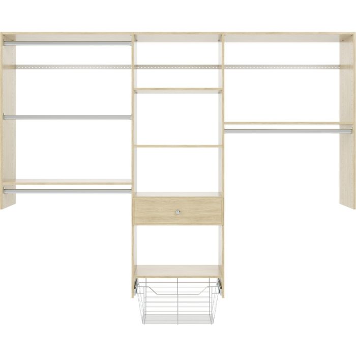 4 to 8 Foot Kids Convertible Closet Storage Wall Mounted Wardrobe Organizer Kit System with Shelves and Drawer