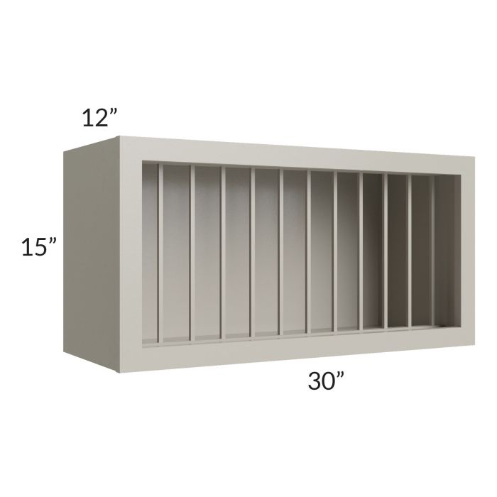 Stratton Light Grey Shaker 30x15 Plate Rack Cabinet