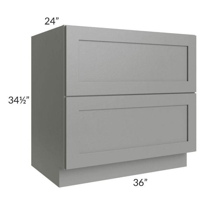 Shale Grey Shaker 36" 2-Drawer Base Cabinet