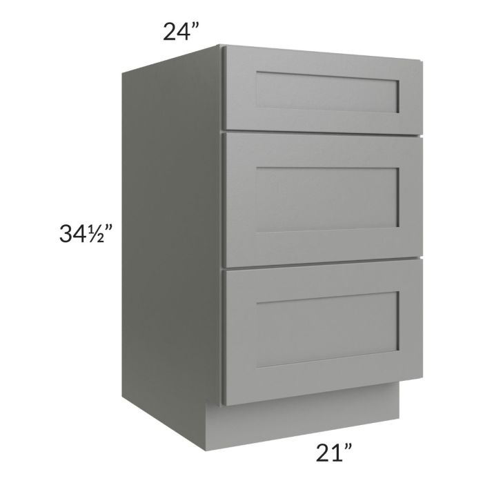 Shale Grey Shaker 21" 3-Drawer Base Cabinet
