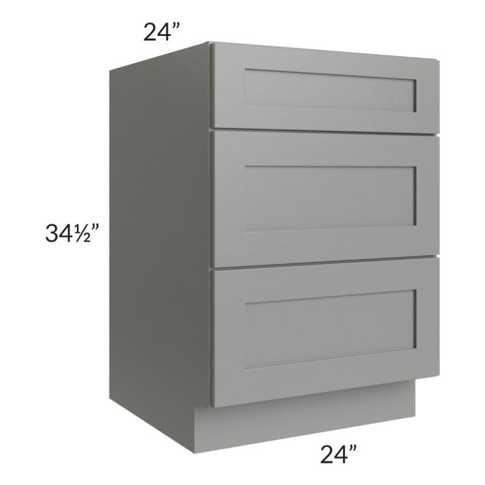 Shale Grey Shaker 24" 3-Drawer Base Cabinet