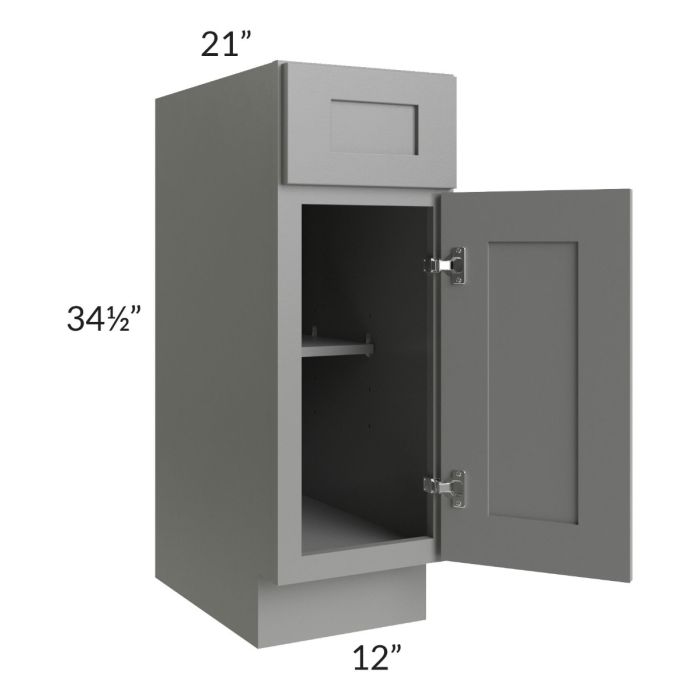 Shale Grey Shaker 12" Vanity Base Cabinet