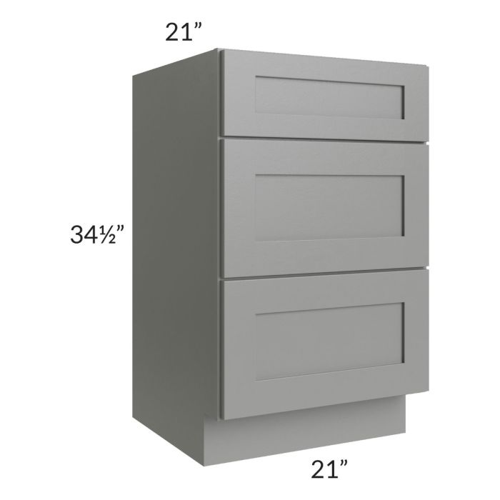 Shale Grey Shaker 21" Vanity Three Drawer Base Cabinet