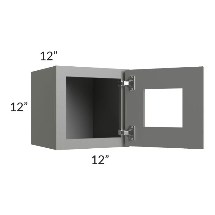 Shale Grey Shaker 12x12 Decorative Wall Cabinet with Plain Glass