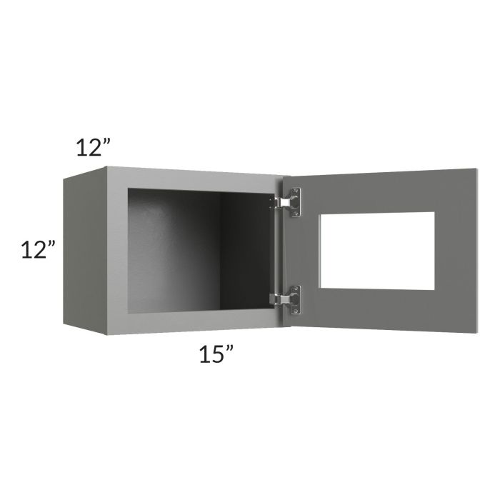 Shale Grey Shaker 15x12 Wall Cabinet with Plain Glass