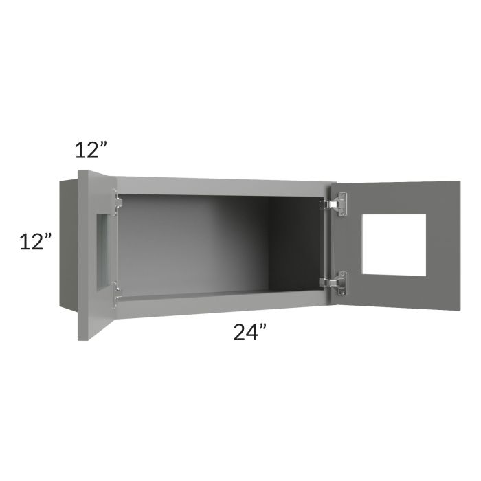 Shale Grey Shaker 24x12 Decorative Wall Cabinet with Plain Glass