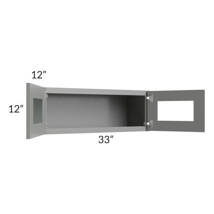 Shale Grey Shaker 33x12 Decorative Wall Cabinet with Plain Glass