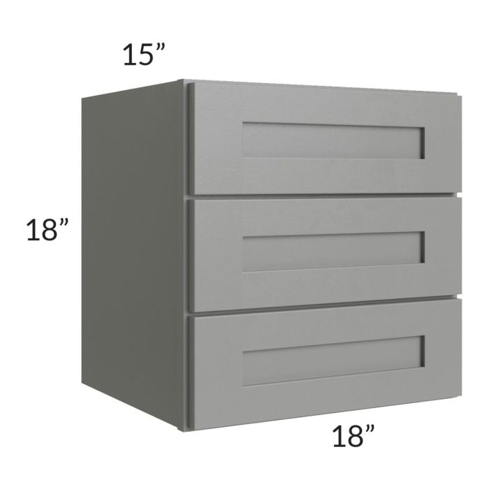 Shale Grey Shaker 18x18 3-Drawer Wall Cabinet