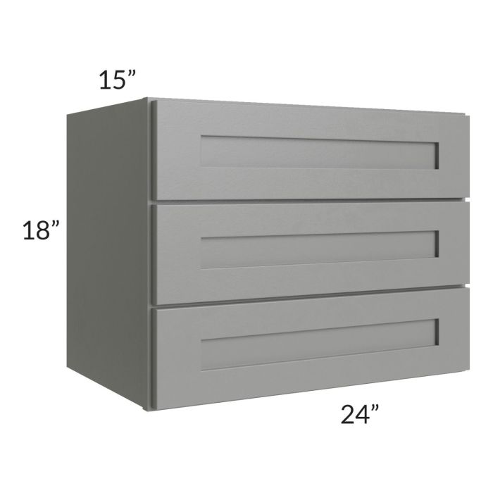 Shale Grey Shaker 18x24 3-Drawer Wall Cabinet