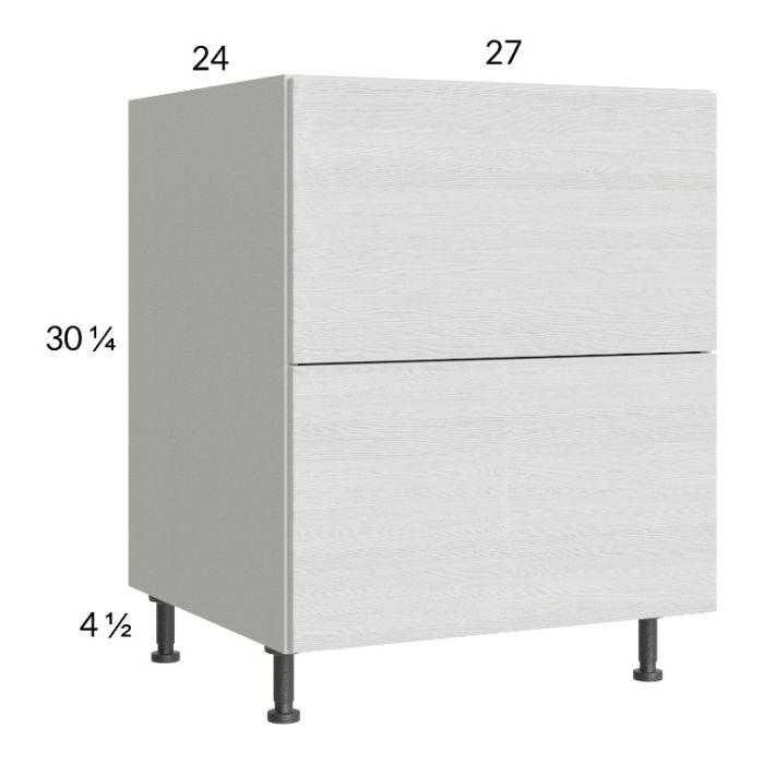 Euro White Grain 27" 2-Drawer Range Base Cabinet