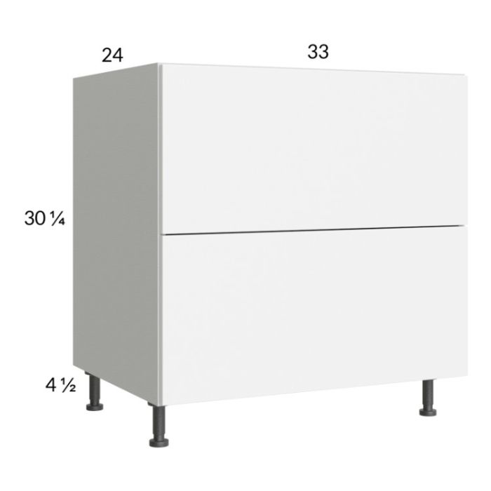 Euro Gloss White 33" 2-Drawer Range Base Cabinet