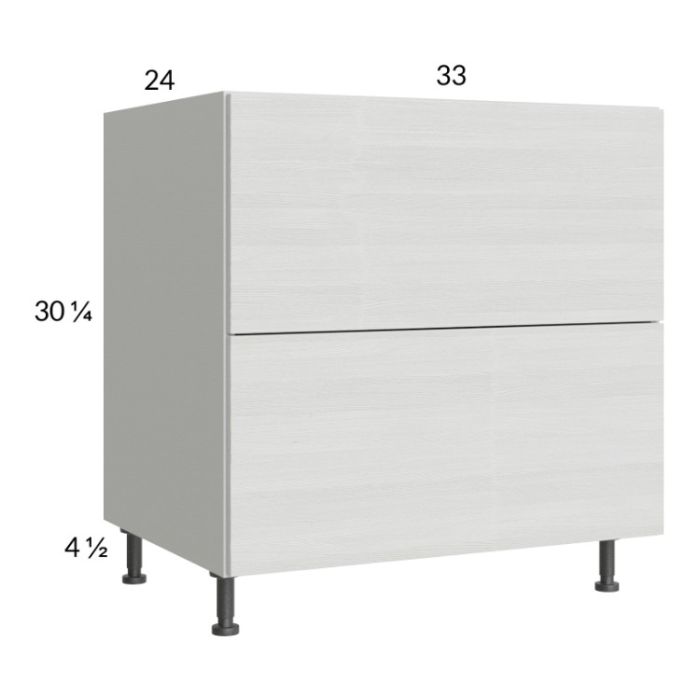 Euro White Grain 33" 2-Drawer Range Base Cabinet