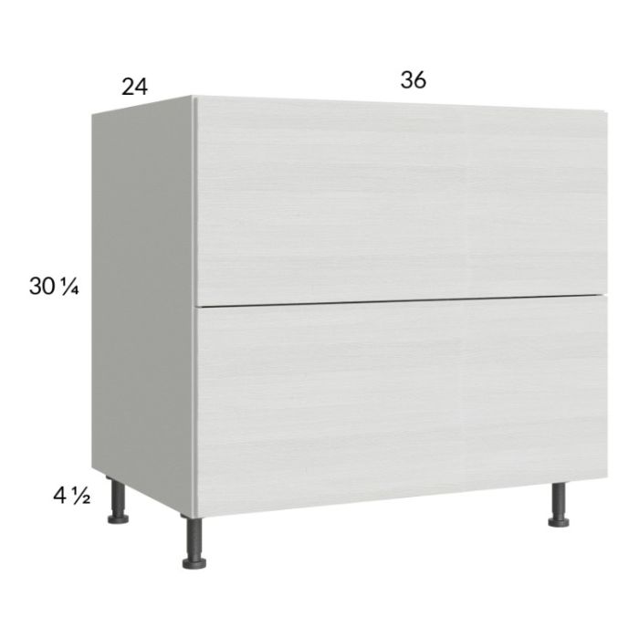 Euro White Grain 36" 2-Drawer Range Base Cabinet