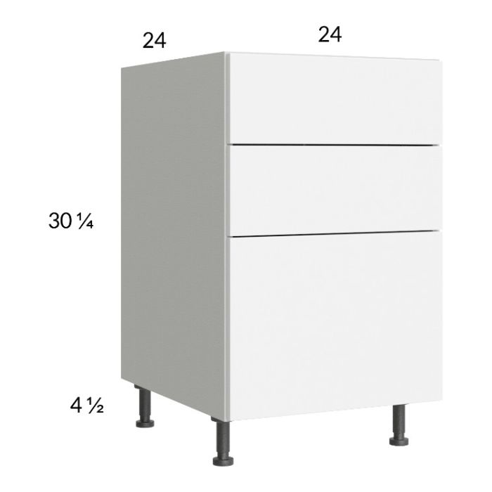 Euro Gloss White 24" 2-Drawer Range Base Cabinet with 1 False Drawer Front