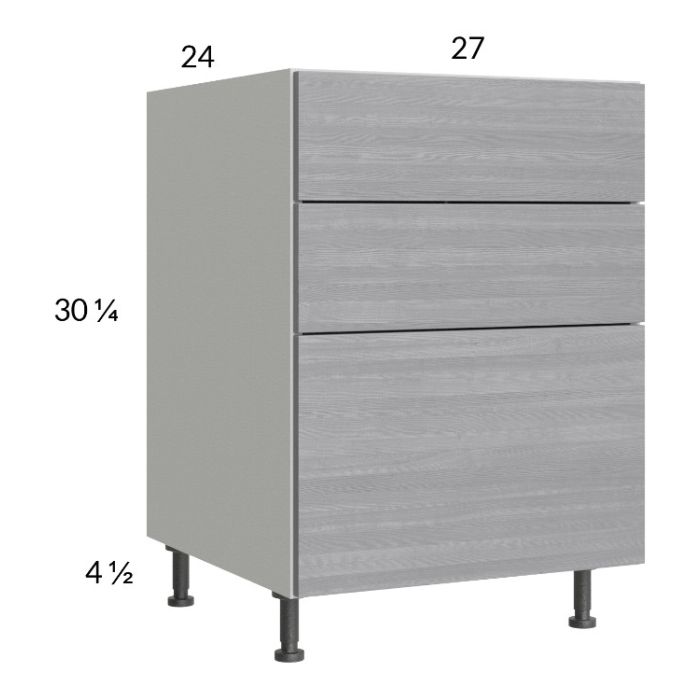 Euro Grey 27" 2-Drawer Range Base Cabinet with 1 False Drawer Front