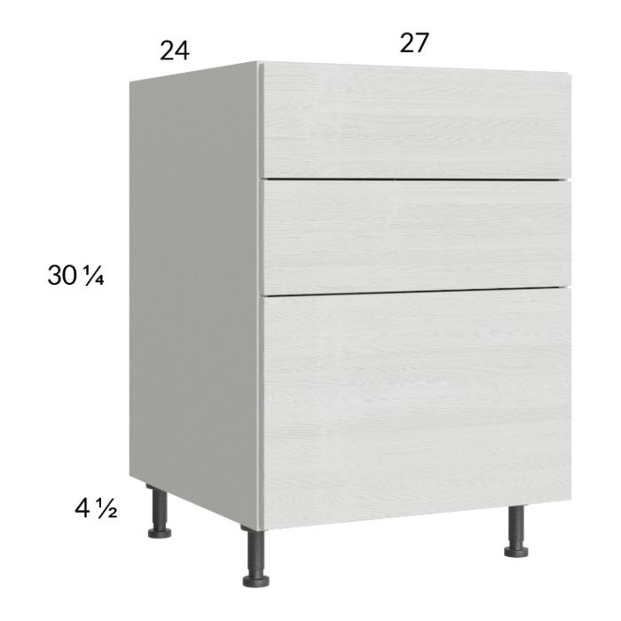 Euro White Grain 27" 2-Drawer Range Base Cabinet with 1 False Drawer Front