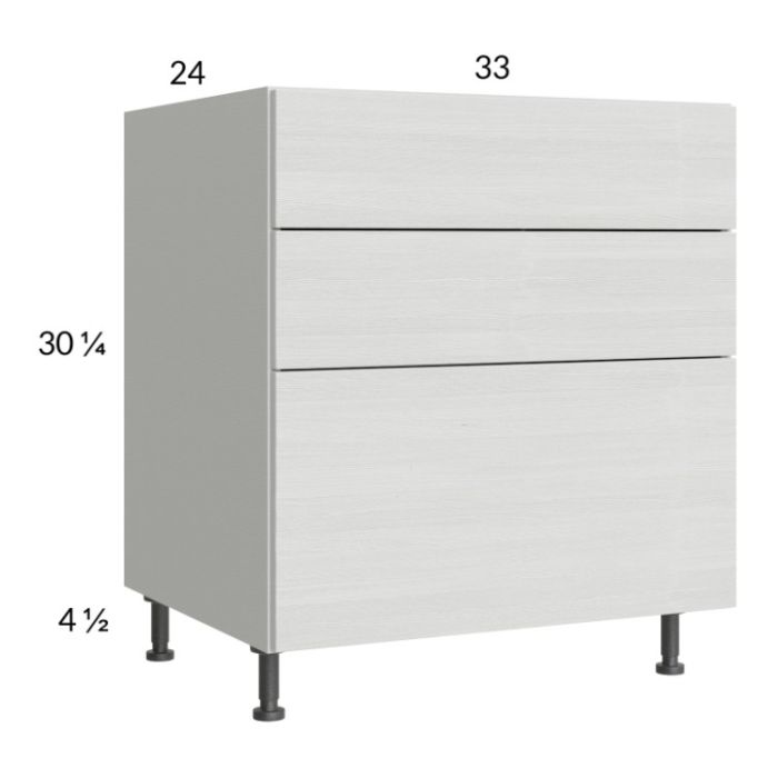 Euro White Grain 33" 2-Drawer Range Base Cabinet with 1 False Drawer Front
