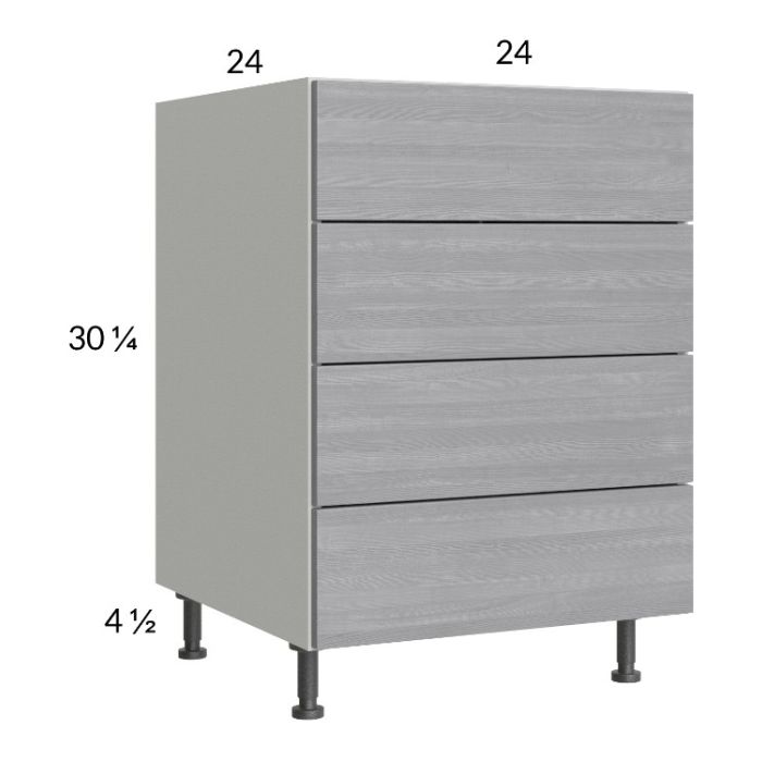Euro Grey 24" 3-Drawer Range Base Cabinet with 1 False Drawer Front