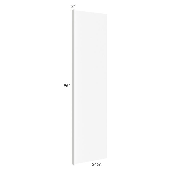 Milan White Matte 25x96 Refrigerator End Panel with 3" Stile
