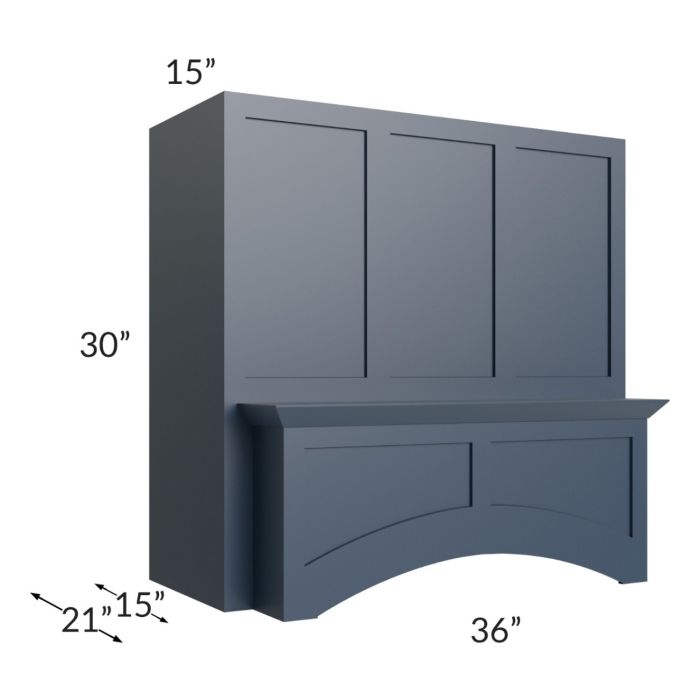 Midtown Blue Shaker 36" Arched Wood Hood