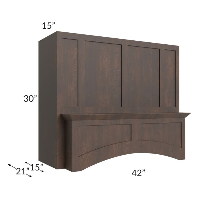 Tuscan Kona Brown 42" Arched Wood Hood and Hood Liner