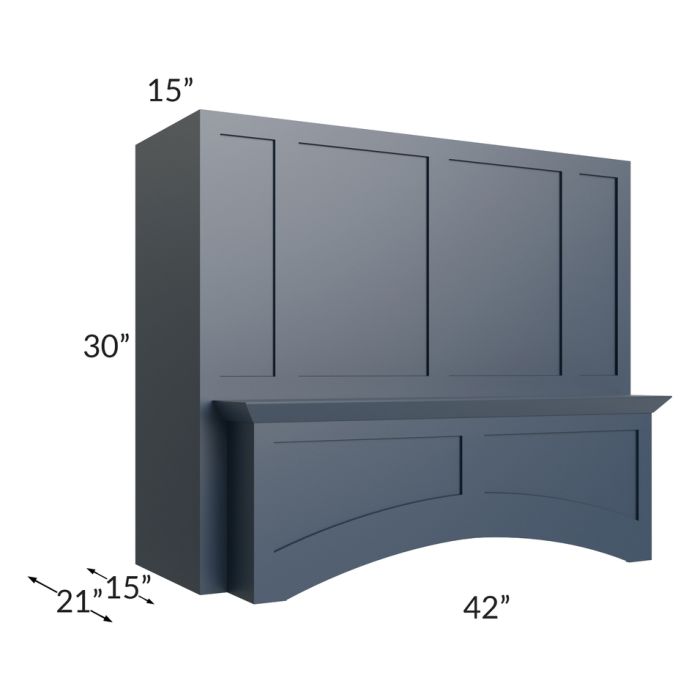 Midtown Blue Shaker 42" Arched Wood Hood