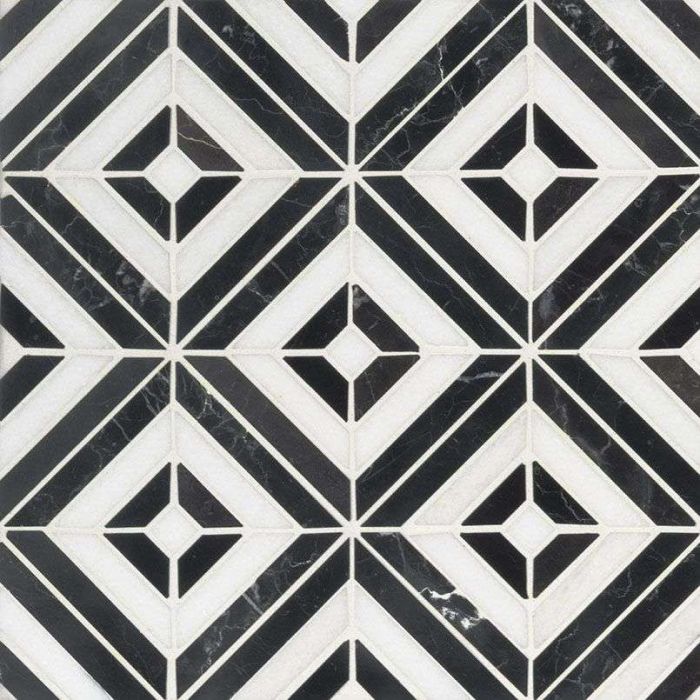 Rhombix Nero Polished Mosaic Tile