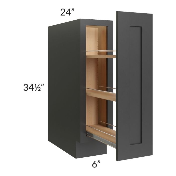 Royal Ebony Shaker 6" Spice Pullout Base Cabinet