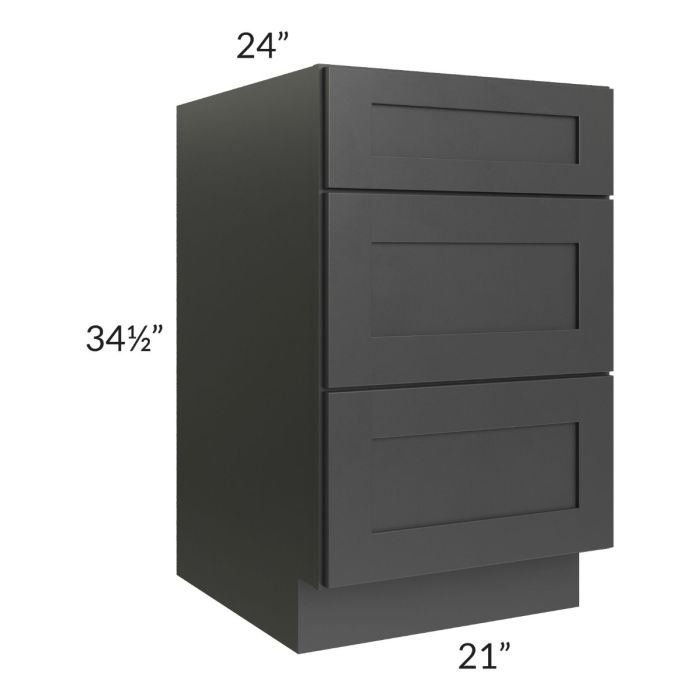 Royal Ebony Shaker 21" 3-Drawer Base Cabinet