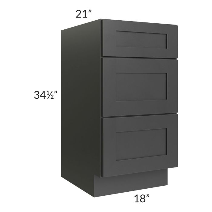 Royal Ebony Shaker 18" Vanity Drawer Base Cabinet