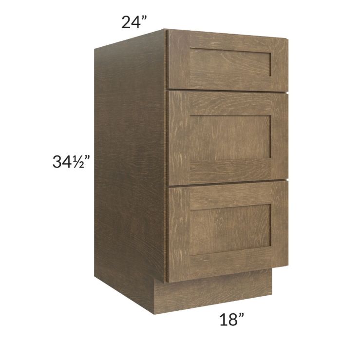 Royal Bronze Shaker 18" 3-Drawer Base Cabinet