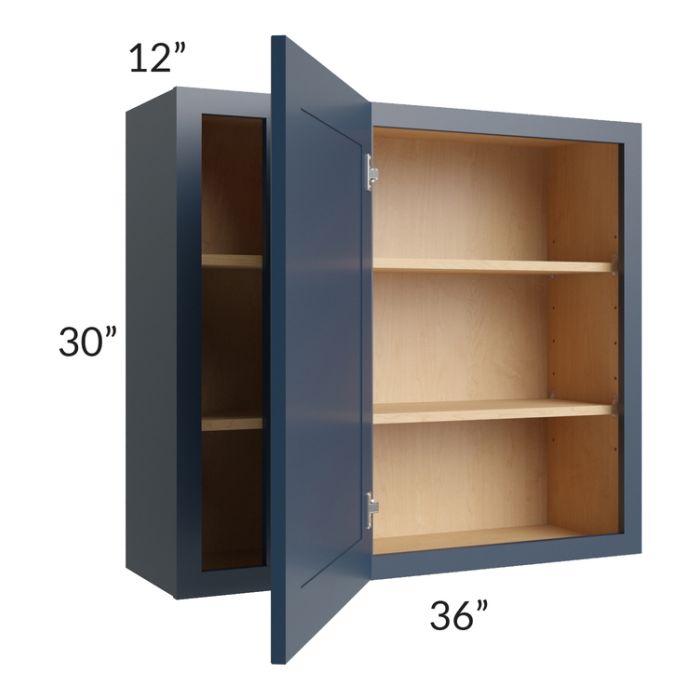 Midtown Blue Shaker 36x30 Blind Corner Wall Cabinet