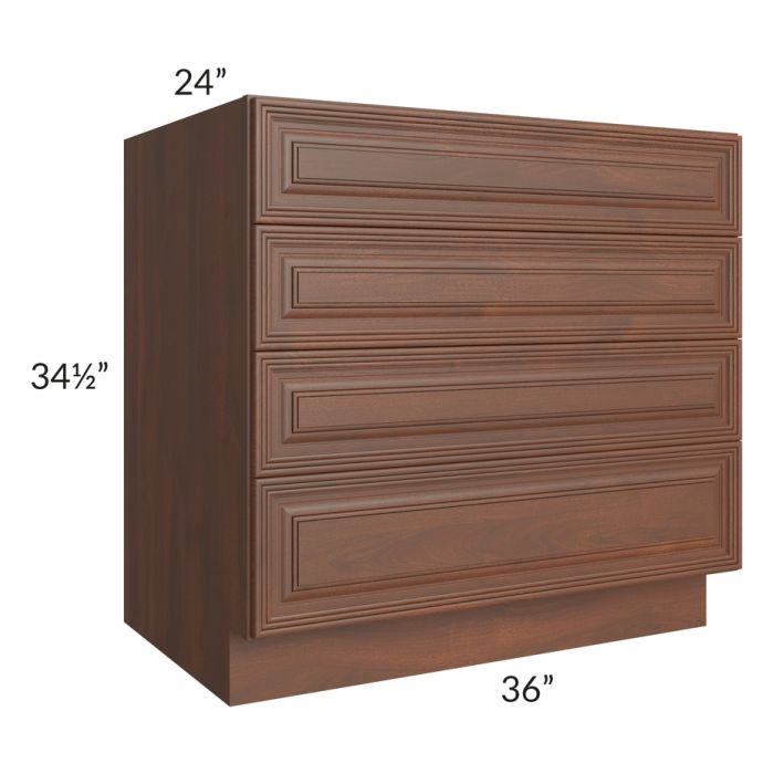 Cambridge Saddle Glaze 36" 4-Drawer Base Cabinet