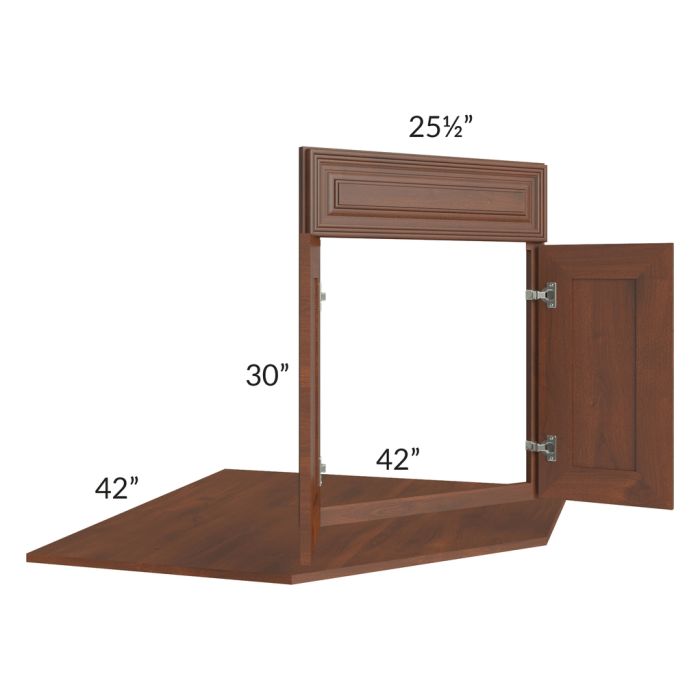 Cambridge Saddle Glaze Corner Sink Base Front and Floor