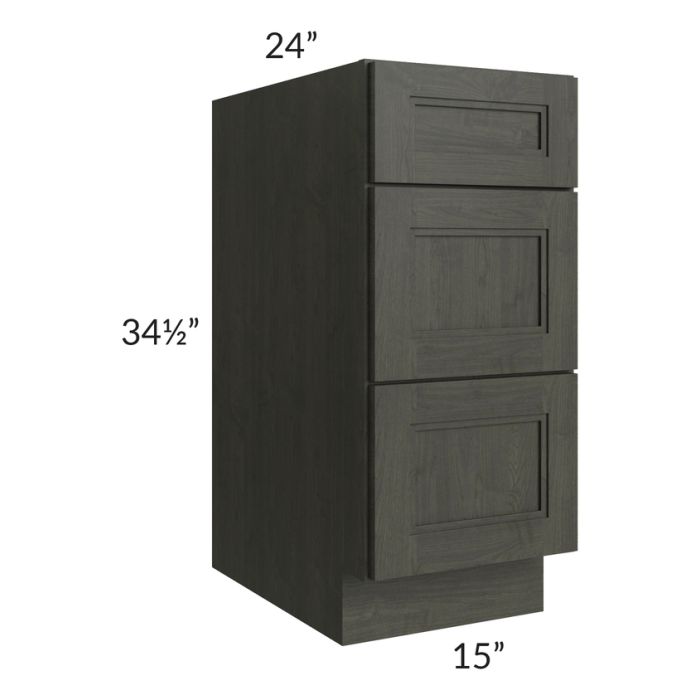 Charlotte Dark Grey 15" 3-Drawer Base Cabinet
