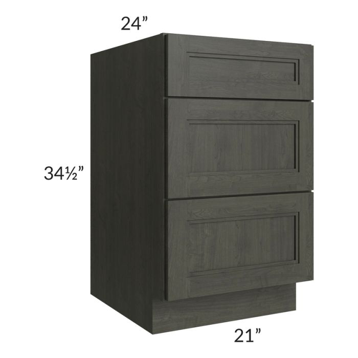 Charlotte Dark Grey 21" 3-Drawer Base Cabinet