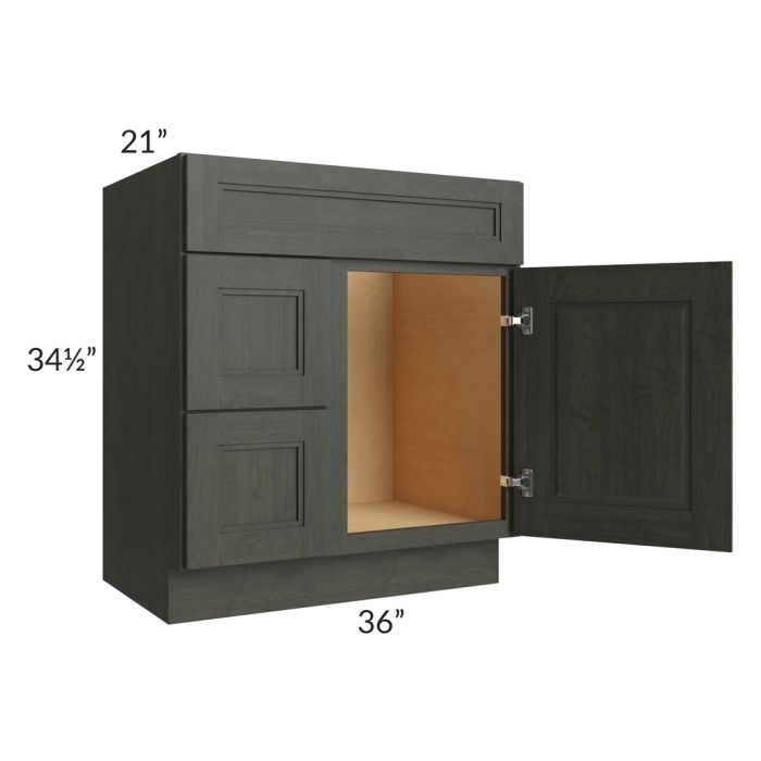 Charlotte Dark Grey 30x21 Vanity Sink Base Cabinet (Door on Right)