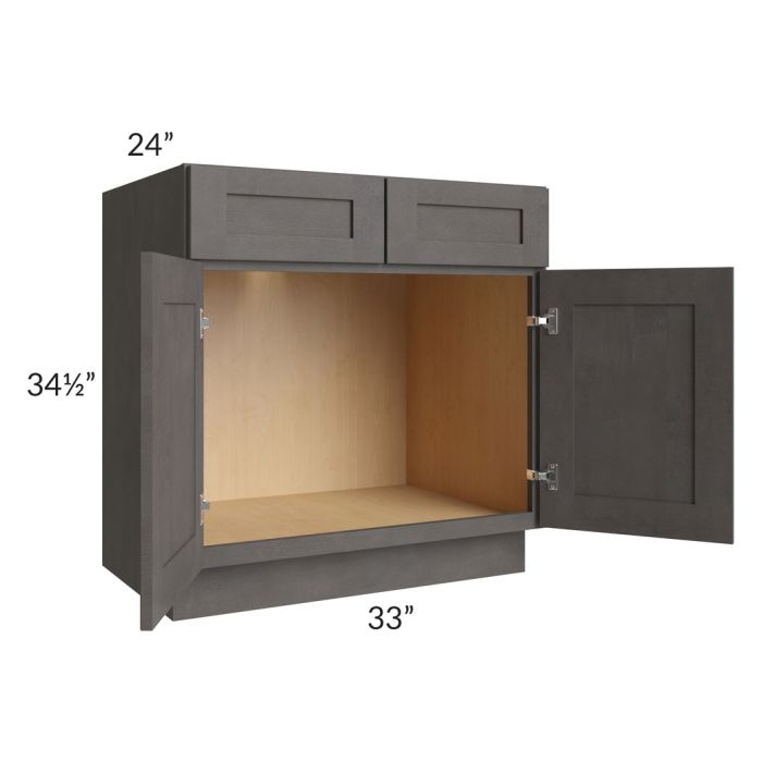 Midtown Dark Grey Shaker 33" Sink Base Cabinet