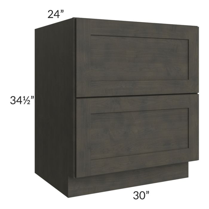 Charcoal Grey Shaker 30" 2-Drawer Base Cabinet