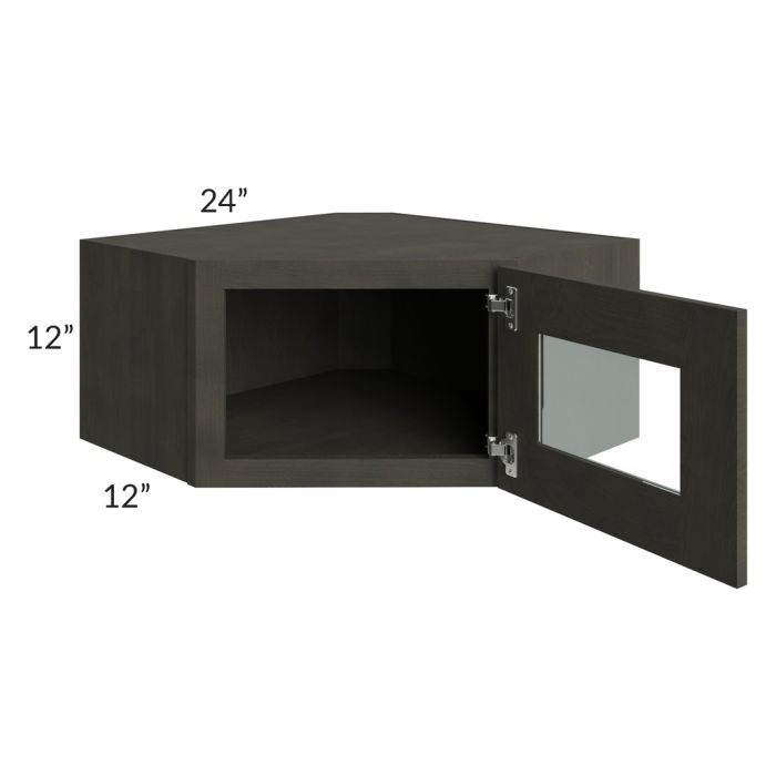 Charcoal Grey Shaker 24x12 Decorative Wall Diagonal Corner Cabinet