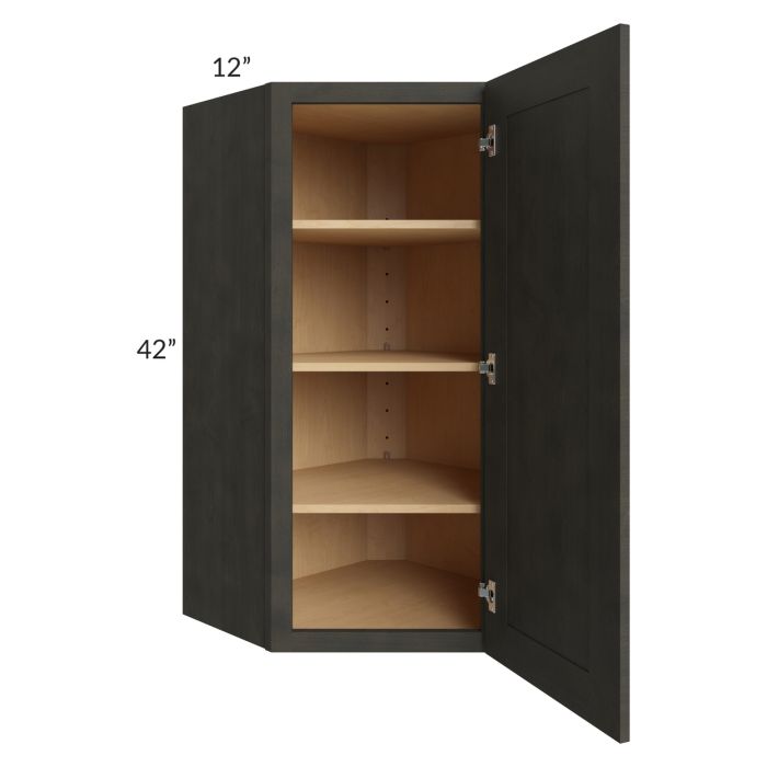 Charcoal Grey Shaker 24x42 Wall Diagonal Corner Cabinet 
