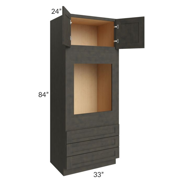 Charcoal Grey Shaker 33x84x24 Oven Cabinet